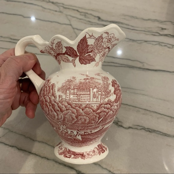Vintage Johnson Bros Red Transferware Pitcher - Picture 2 of 10